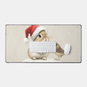 冬の森のウサギと鳥のクリスマス デスクマット (キーボード&マウス)
