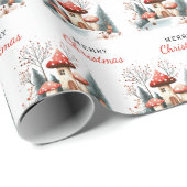 冬の森のキノコのメリークリスマス ラッピングペーパー (ロールコーナー)