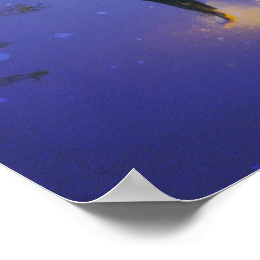 冬の森のキャビンに向かう歩く ポスター (角)