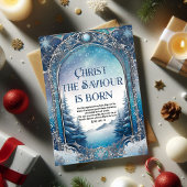 冬の森のキリスト教の聖書聖句クリスマス シーズンカード