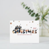 冬の森のクリスマスと新年の花火の星 シーズンポストカード (スタンド正面)