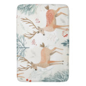 冬の森のクリスマスにウッドランドの水彩鹿 バスマット (正面縦)