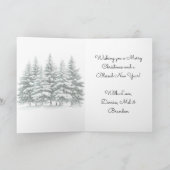 冬の森のクリスマスに小さなホームログキャビン シーズンカード (内部)