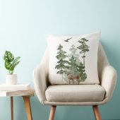 冬の森のクリスマスに水彩トナカイ クッション (椅子)