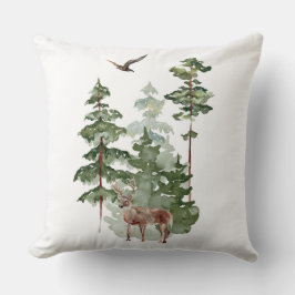 冬の森のクリスマスに水彩トナカイ クッション