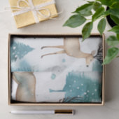 冬の森のクリスマスに水色の鹿 薄葉紙 (ギフト)