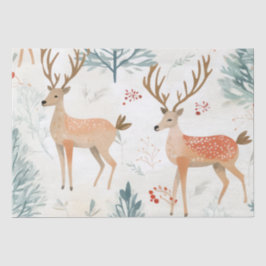 冬の森のクリスマスに水色の鹿 薄葉紙