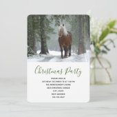冬の森のクリスマスに風光明媚な茶色の馬 招待状 (スタンド正面)