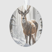冬の森のクリスマスに鹿 オーナメント (正面)
