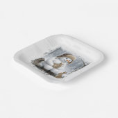 冬の森のクリスマスの雪だるまの友達たち ペーパープレート (傾斜あり)