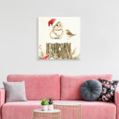 冬の森のクリスマスウサギと鳥 キャンバスプリント (インサイチュ (リビング))