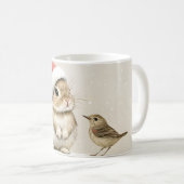 冬の森のクリスマスウサギと鳥 コーヒーマグカップ (正面右)