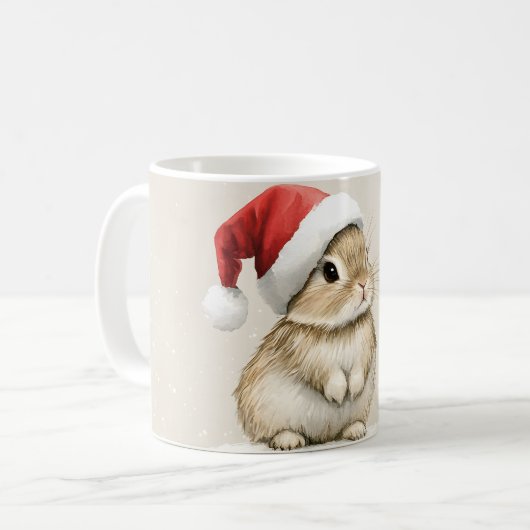 冬の森のクリスマスウサギと鳥 コーヒーマグカップ (正面左)