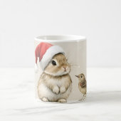 冬の森のクリスマスウサギと鳥 コーヒーマグカップ (中央)