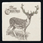 冬の森のクリスマスシカ ストーンコースター<br><div class="desc">冬の森のクリスマスシカ</div>