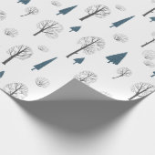 冬の森のクリスマスツリーミニマリストブルー ラッピングペーパー (角)