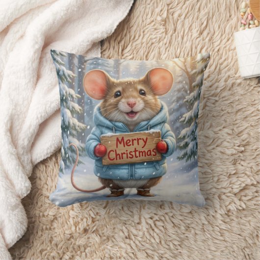 冬の森のクリスマスネズミ クッション (ブランケット)