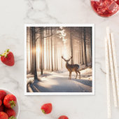 冬の森のクリスマスバック スタンダードランチョンナプキン (インサイチュ)