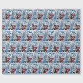 冬の森のクリスマスレッドカバー橋 ラッピングペーパー (フラット)