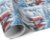 冬の森のクリスマス・レッドカバード・ブリッジ ラッピングペーパー (ロールコーナー)