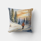 冬の森のクロスカントリースキーヤー クッション (正面)