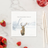 冬の森のシカのホリデー スタンダードカクテルナプキン (インサイチュ)