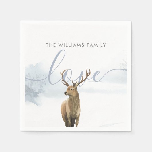 冬の森のシカのホリデー スタンダードカクテルナプキン (正面)