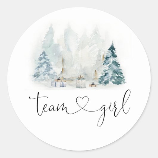 冬の森のジェンダー明らかにチームガールシール ラウンドシール (正面)