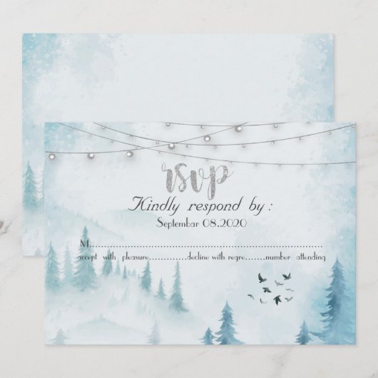 冬の森のストリングライト, 出席確認 招待状 (正面/裏面)