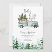 冬の森のトラック動物性別発表 招待状 (正面)