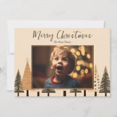 冬の森のニュートラルフォトクリスマス シーズンカード (正面)