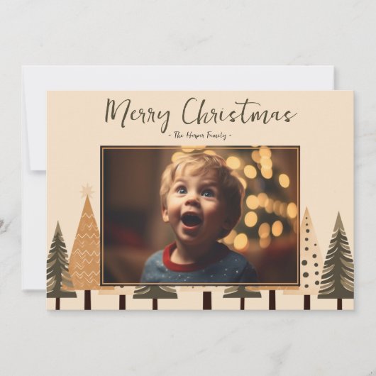 冬の森のニュートラルフォトクリスマス シーズンカード (正面)