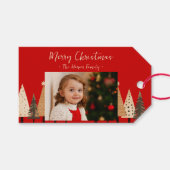 冬の森のニュートラル風景写真クリスマス ギフトタグ (正面(横))