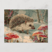 冬の森のハリネズミ ポストカード (正面)