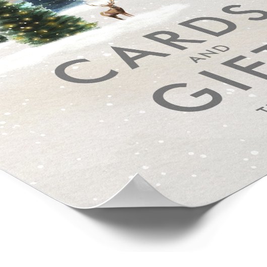 冬の森のパーティーカードとギフトポスターサイン ポスター (角)