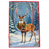 冬の森のフェスティバル鹿 ミディアムペーパーバッグ (正面)