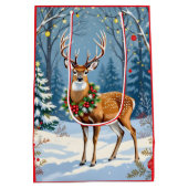 冬の森のフェスティバル鹿 ミディアムペーパーバッグ (裏面)