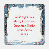 冬の森のフェスティバル鹿 メタルオーナメント (裏面)