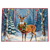 冬の森のフェスティバル鹿 ラージペーパーバッグ (正面)