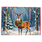 冬の森のフェスティバル鹿 ラージペーパーバッグ (裏面)