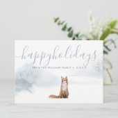 冬の森のフォックスのホリデー フォト シーズンカード (スタンド正面)