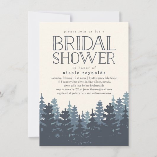 冬の森のブライダル素朴シャワーへの招待 招待状 (正面)