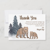 冬の森のベアーズスカンジニュートラル赤ちゃんシャワー サンキューカード (正面)