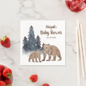 冬の森のベアーズスカンジニュートラル赤ちゃんシャワー スタンダードカクテルナプキン (インサイチュ)