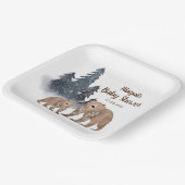 冬の森のベアーズスカンジニュートラル赤ちゃんシャワー ペーパープレート (傾斜あり)