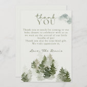 冬の森のベイビーシャワー感謝カード 招待状 (正面/裏面)