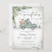 冬の森のベイビーシャワー招待状 招待状 (正面)