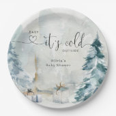 冬の森のベビーその冷たい外の赤ちゃんシャワー ペーパープレート (正面)