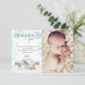 冬の森のベビーその冷たい外シャワー写真 サンキューカード (スタンド正面)