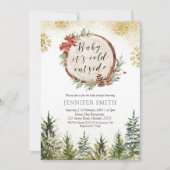 冬の森のベビーその冷たい屋外ベビーシャワー 招待状 (正面)